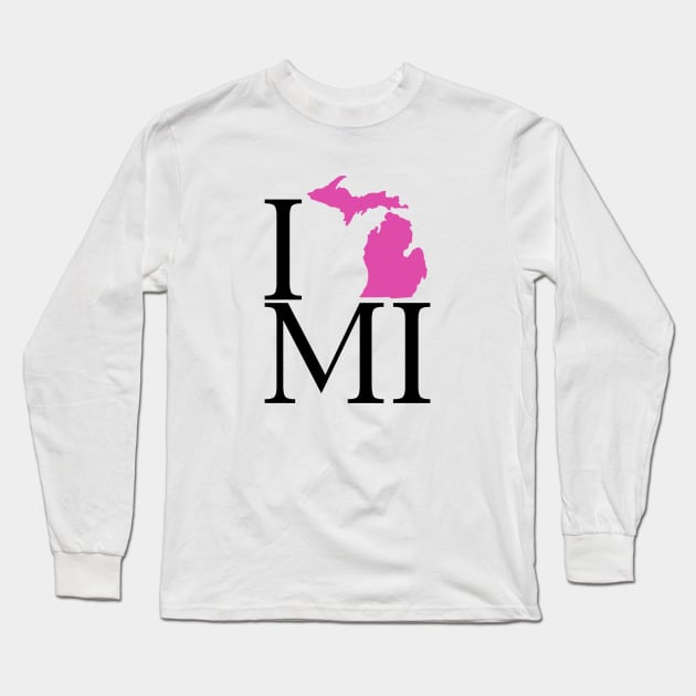 I Love Michigan - Pink Long Sleeve T-Shirt by SchaubDesign